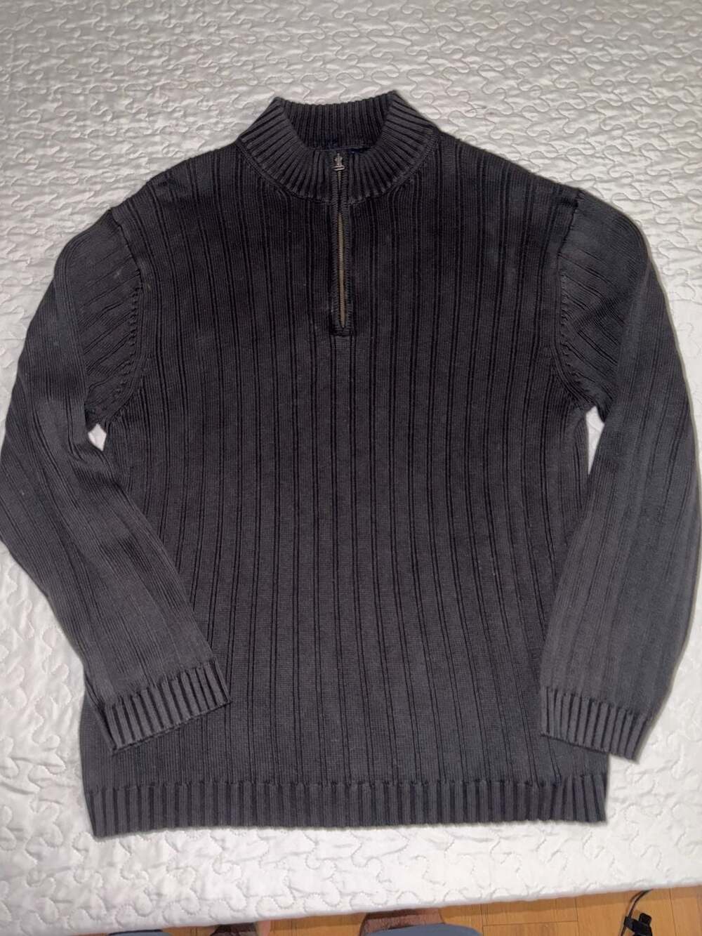 Hathaway Quarter Zip Sweater Size XL/XG Dark Gray Cotton